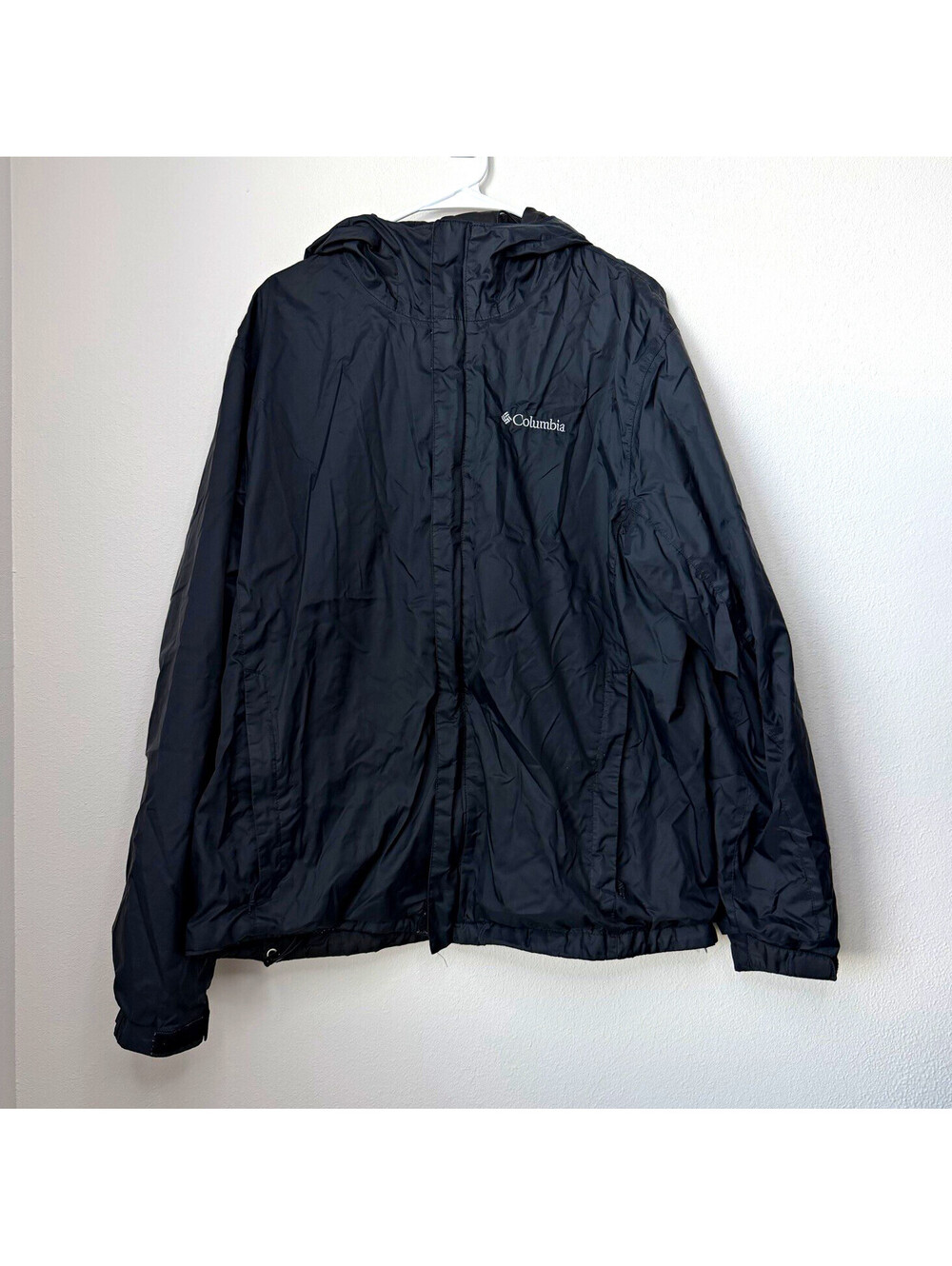 Columbia Men's Black Hooded Full Zip Windbreaker Jacket Size L